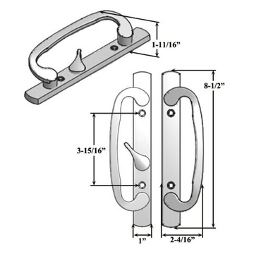 Legacy Handle Set for Sliding Glass Doors Keyed Offset Thumb-turn